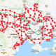 A map showing Ukraine's web infrastructure, including many cross-border connections to other countries, especially in the west.